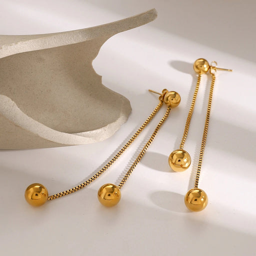 gold pvd stainless steel round ball stud earrings - MRSLM