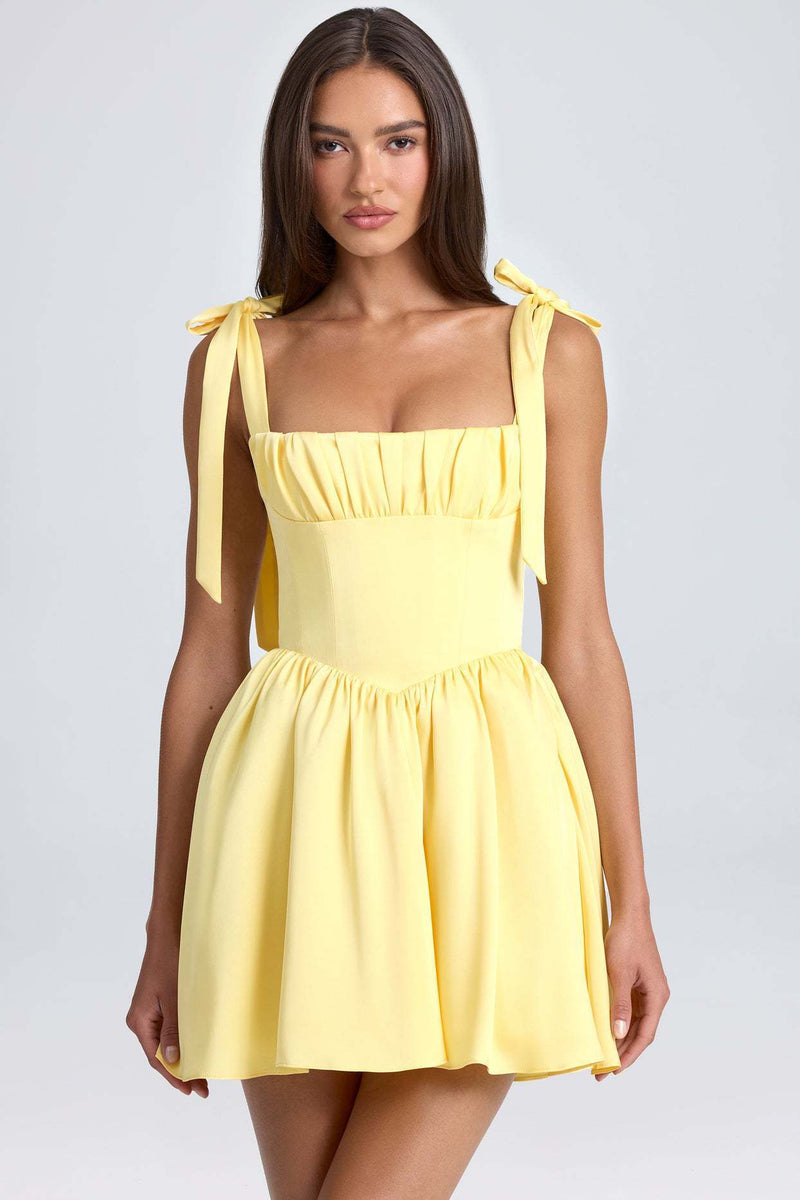 Bow-tied strap backless short dress, view 8 - MRSLM