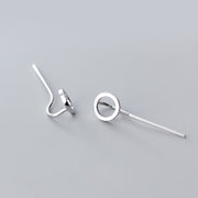 geometric round hollow silver earrings, view 3 - MRSLM
