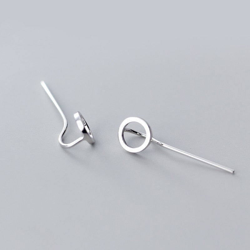 geometric round hollow silver earrings, view 3 - MRSLM