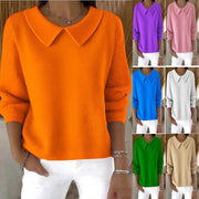 women's loose solid color long-sleeve top - MRSLM