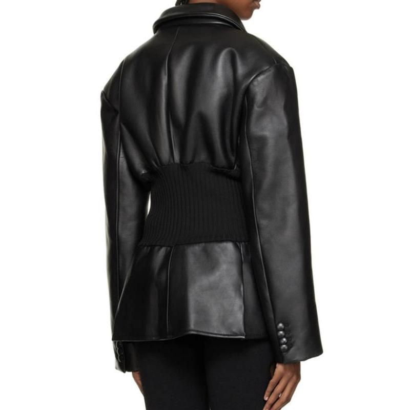womens patchwork blazer, view 4 - MRSLM