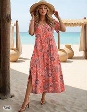 floral print slit long dress, view 5 - MRSLM