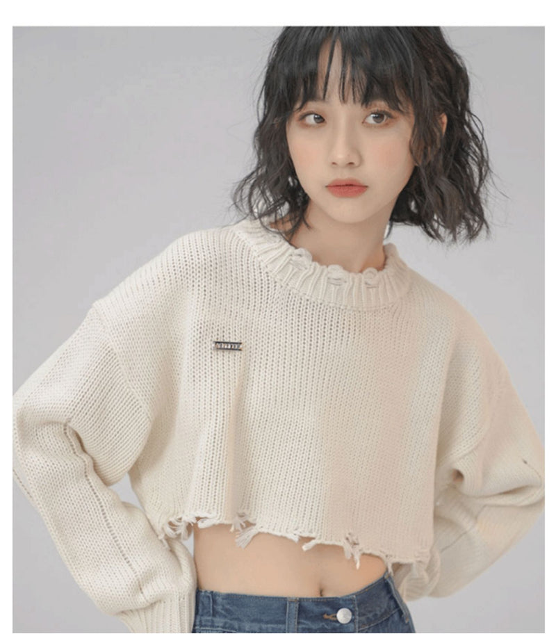 women's short loose slouchy sweater, view 4 - MRSLM