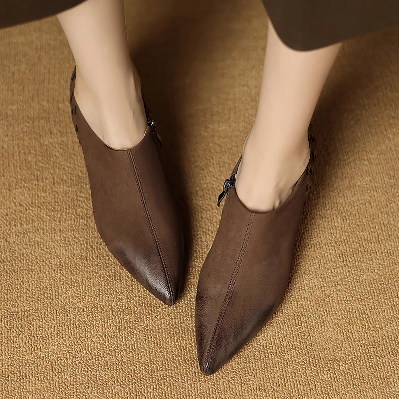 split leather slip-on pumps, view 5 - MRSLM