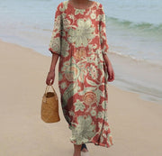 round-neck printed casual dress, view 12 - MRSLM