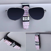 rhinestone flower car sunglass holder, view 9 - MRSLM