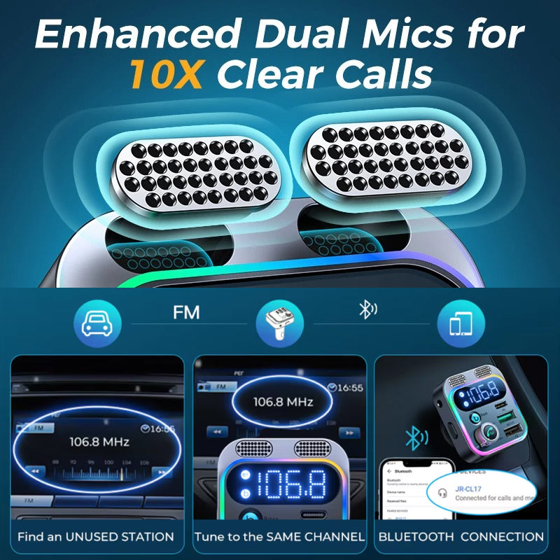 bluetooth 5.3 FM transmitter with dual mics, view 7 - MRSLM