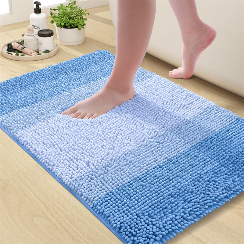 chenille striped bath mat, view 2 - MRSLM