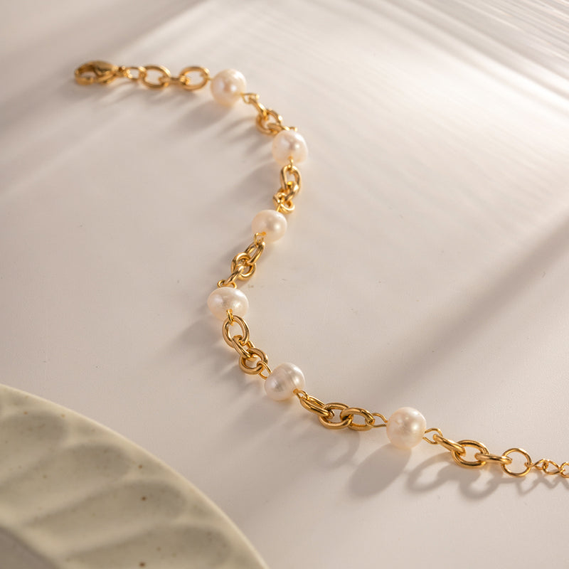 freshwater pearl bracelet with six pearls, view 7 - MRSLM