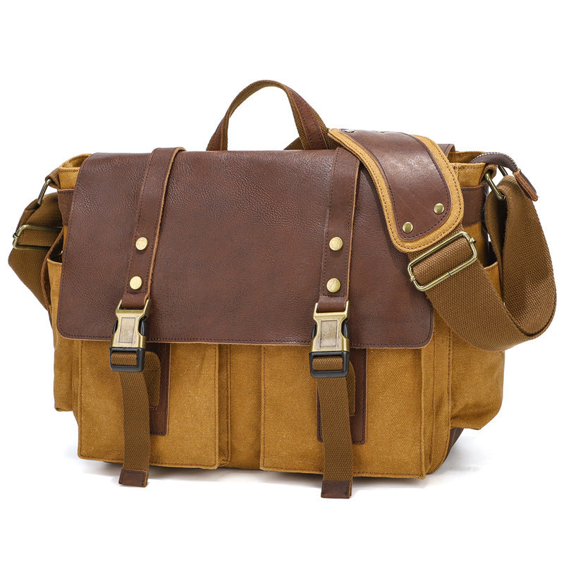 waxed canvas crossbody bag, view 6 - MRSLM