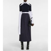 high-waisted vintage pleated midi skirt, view 2 - MRSLM