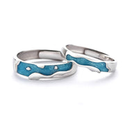 couple sterling silver ring flowing water band, view 4 - MRSLM