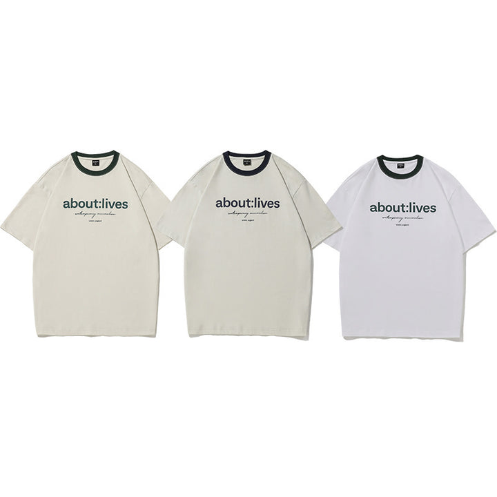 Simple Multicolor Printing Round Neck Short Sleeve T-shirt For Men