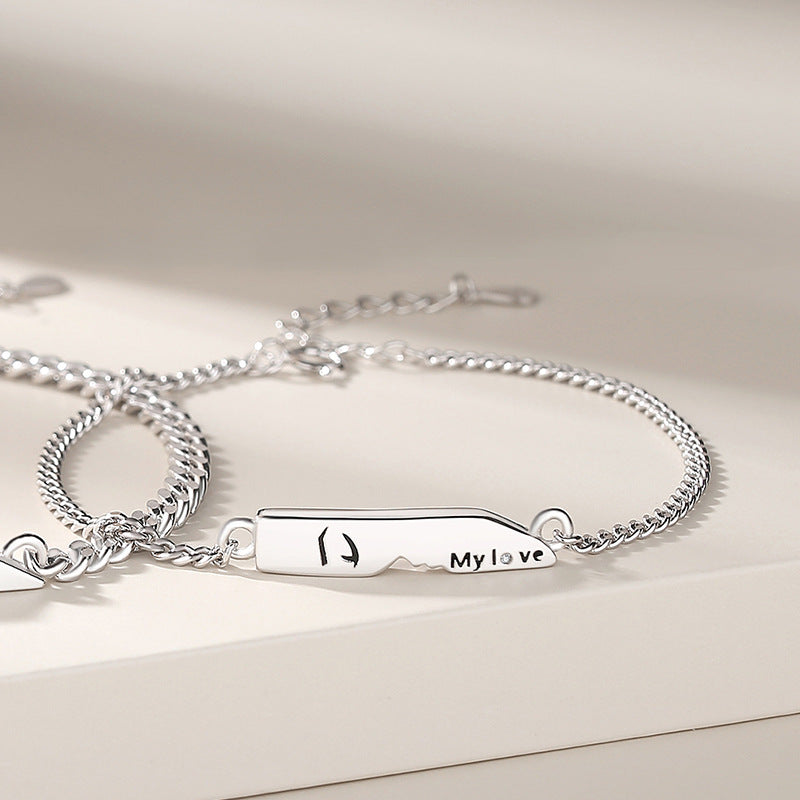 925 silver couple letter bracelets, view 6 - MRSLM