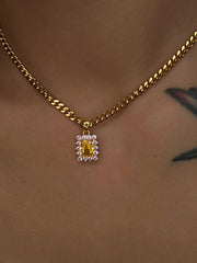 Square zircon titanium steel necklace, view 5 - MRSLM