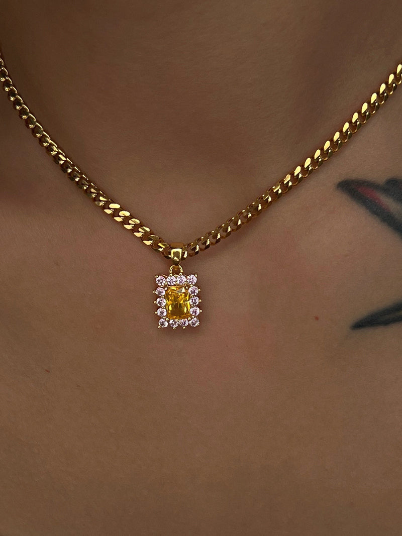 Square zircon titanium steel necklace, view 5 - MRSLM