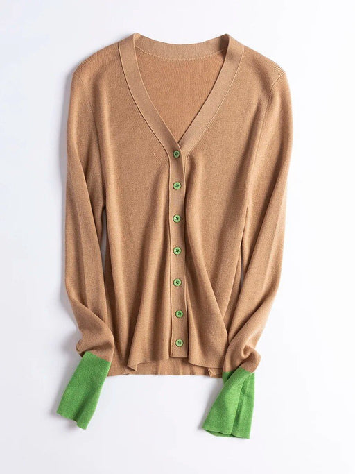 Wool blend V-neck cardigan, view 3 - MRSLM