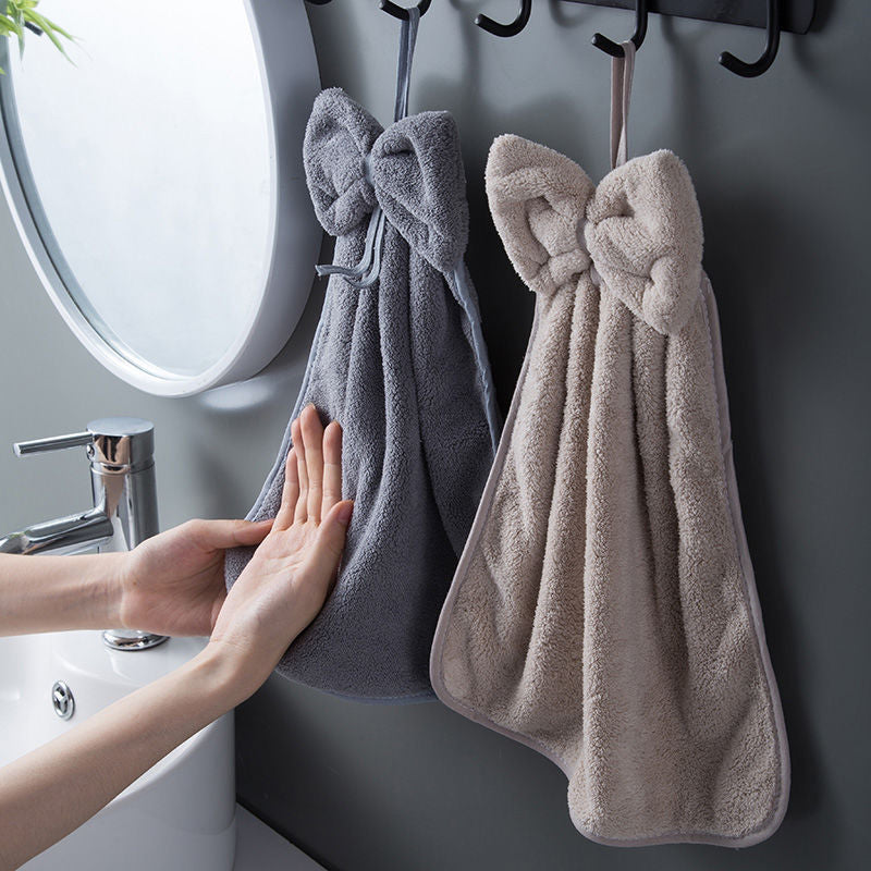 bowknot coral velvet hand towel - MRSLM