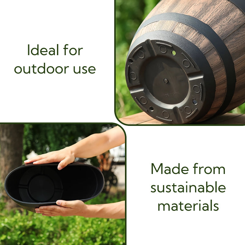durable plastic barrel flowerpot, view 4 - MRSLM