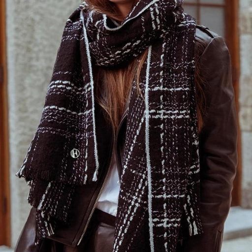 plaid wool scarf pashmina shawl - MRSLM