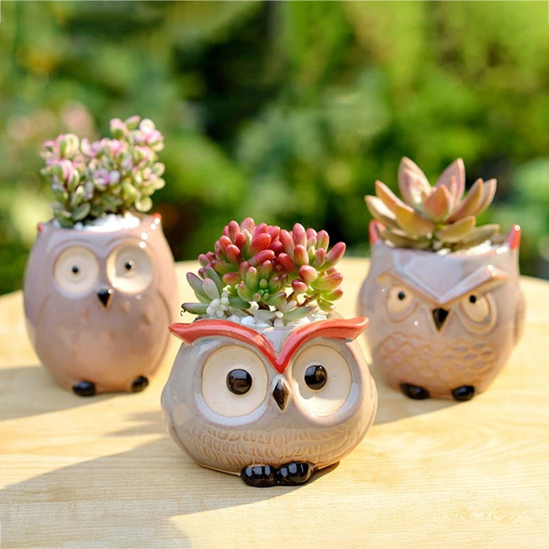 owl ceramic flower pot, view 8 - MRSLM