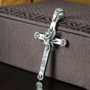 retro silver cross pendant, view 3 - MRSLM