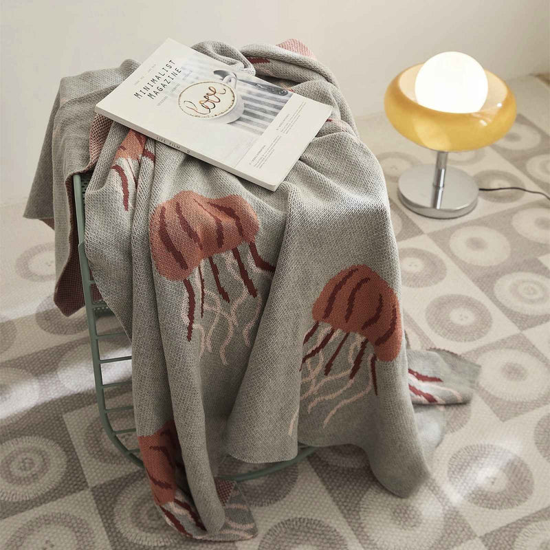 kawaii jellyfish cotton knitted blanket, view 5 - MRSLM
