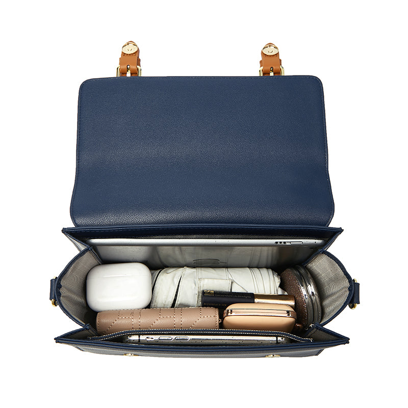 elegant women's split leather flap shoulder bag, view 6 - MRSLM