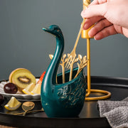 ceramic swan fruit fork set, view 16 - MRSLM