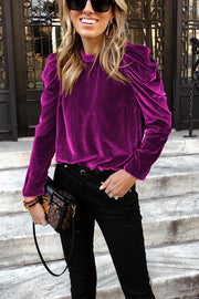 women's velvet bubble sleeve sweater, view 6 - MRSLM