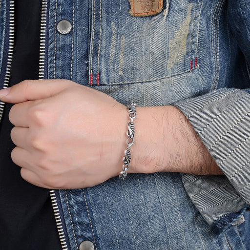 men's vine flower silver bracelet - MRSLM
