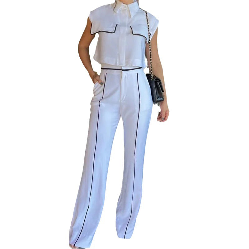 women's sleeveless top and loose trousers set, view 8 - MRSLM