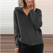 women's striped knit zip cardigan coat, view 4 - MRSLM