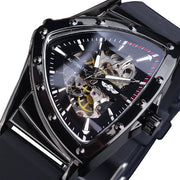 men's skeleton automatic watch silicone strap, view 4 - MRSLM