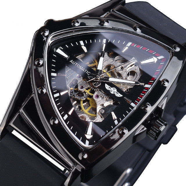 men's skeleton automatic watch silicone strap, view 4 - MRSLM