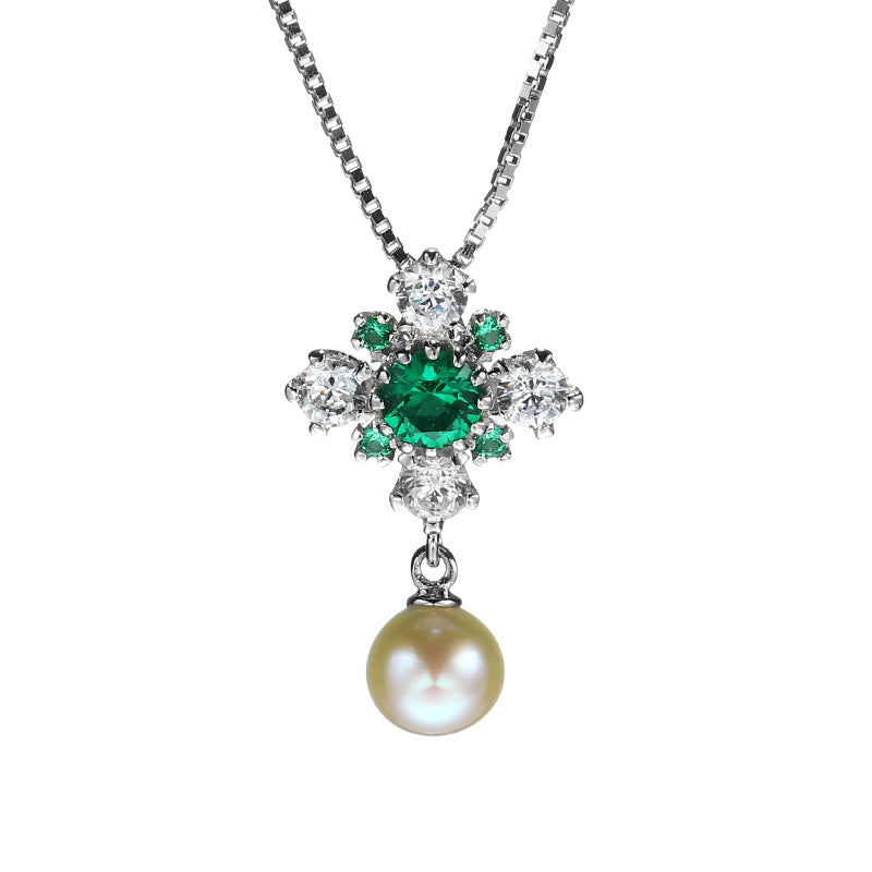 vintage silver pearl necklace, view 4 - MRSLM