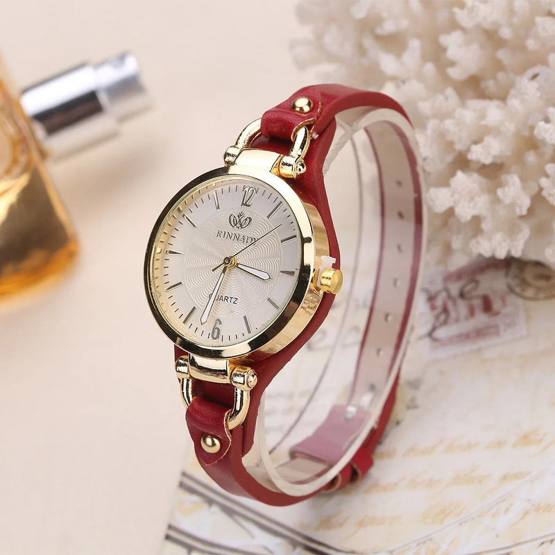 women's leather strap quartz watch, view 5 - MRSLM