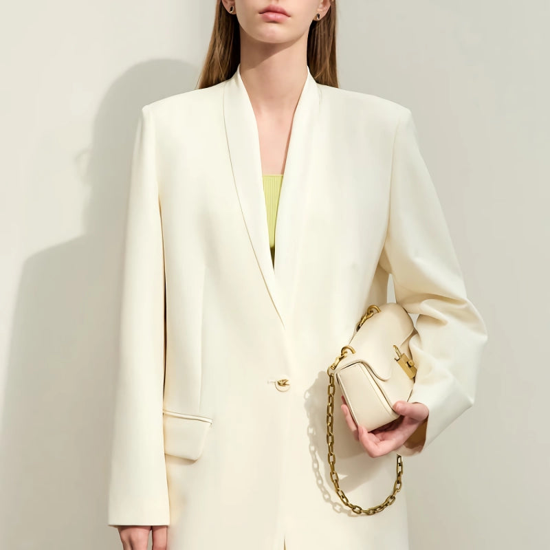 v-neck loose mid-length blazer - MRSLM