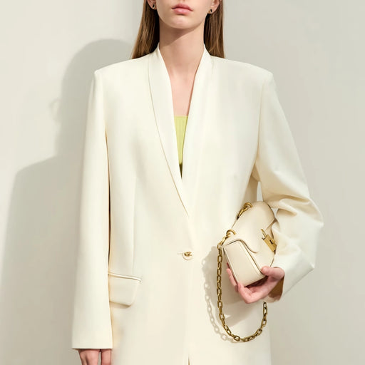 v-neck loose mid-length blazer - MRSLM