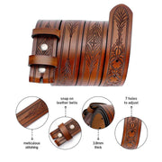 genuine leather vintage embossed western belt, view 9 - MRSLM