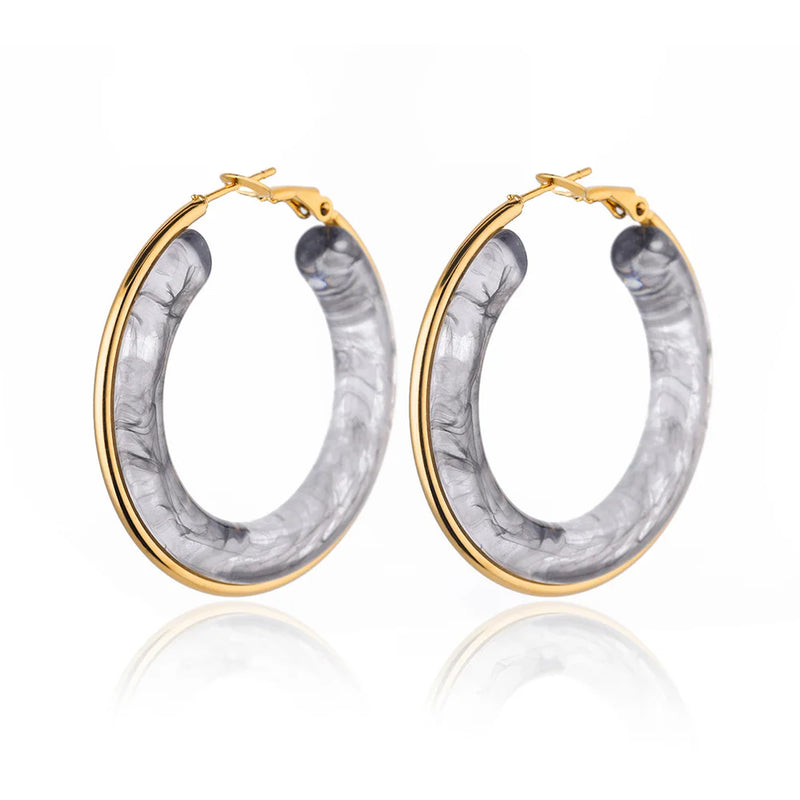 Acrylic gradient hoop earrings for women, view 5 - MRSLM