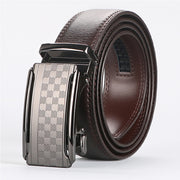 men's leather ratchet belt with anti-scratch buckle, view 6 - MRSLM