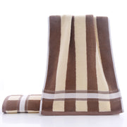 striped cotton face and bath towel, view 3 - MRSLM