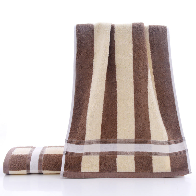 striped cotton face and bath towel, view 3 - MRSLM