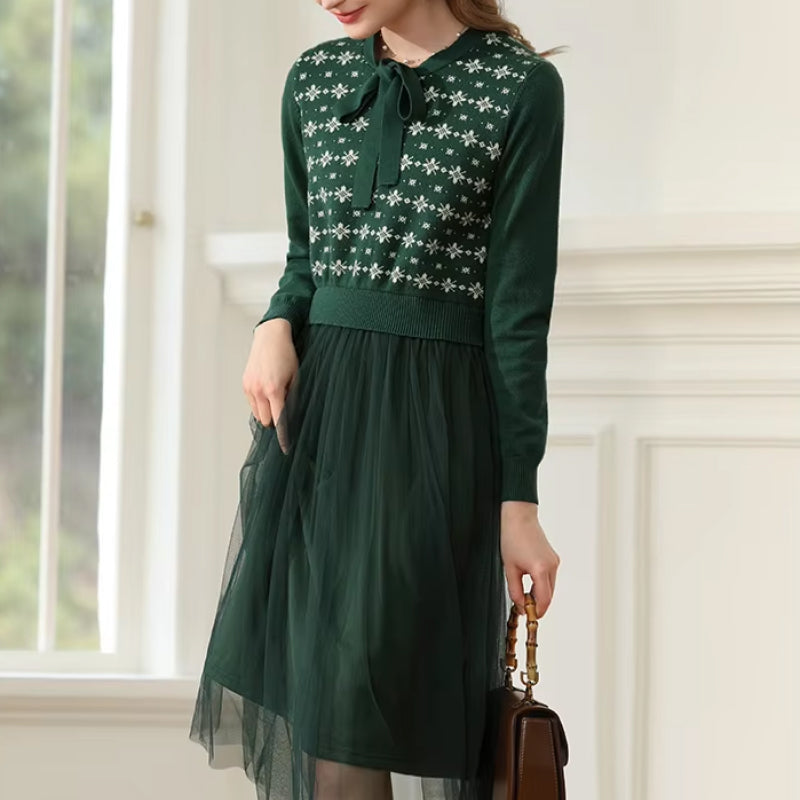bow knitted winter dress - MRSLM