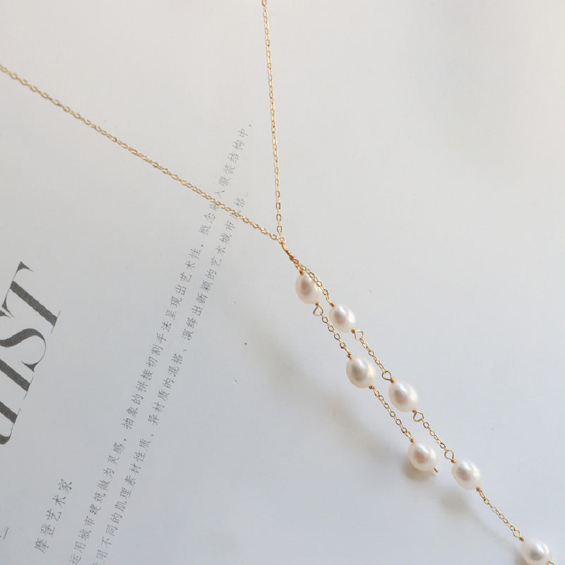 pearl shell tassel sweater chain necklace, view 4 - MRSLM