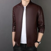 men's loose PU leather coat, view 8 - MRSLM