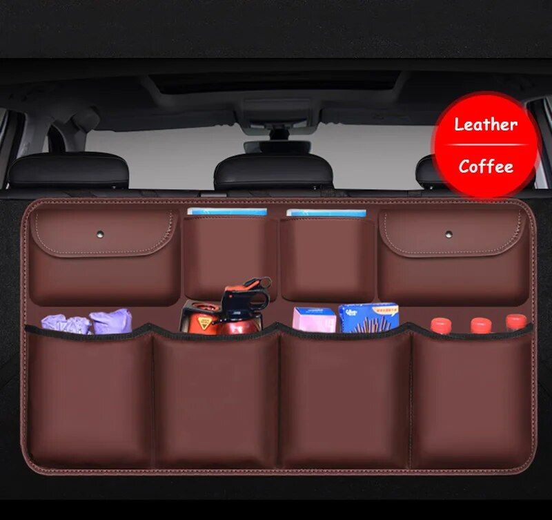 pu leather car trunk organizer, view 5 - MRSLM