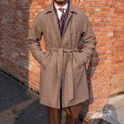 men's herringbone wool slim fit coat, view 2 - MRSLM